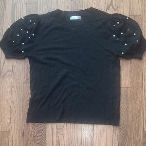 89th & Madison Black Top with Pearl Accents